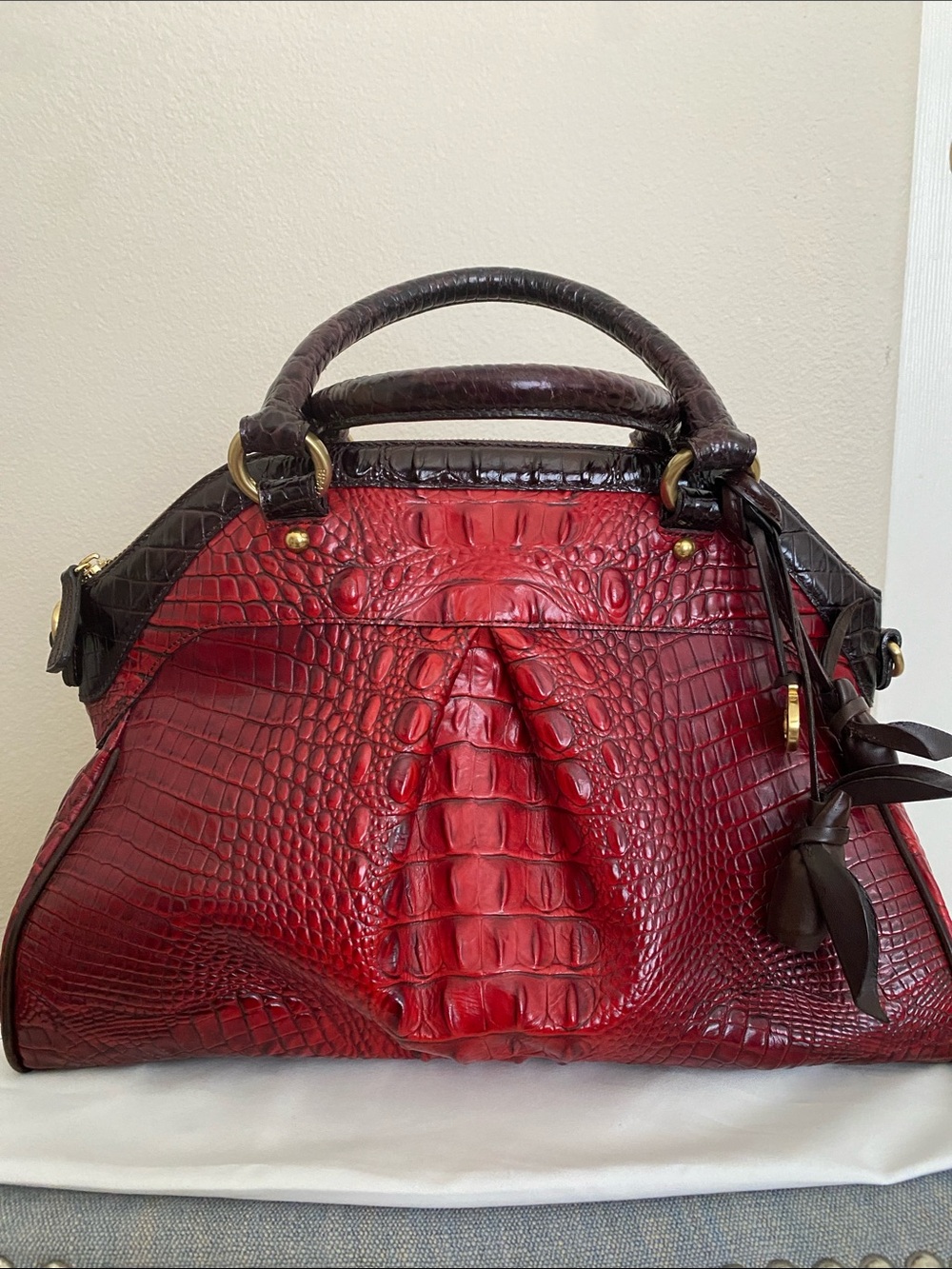 Brahmin Louise Rose Ruby tried texture handbag